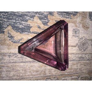 Purple Glass Triangular Prism Sculpture – Modern Decor Accent